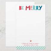 ホリデーレター モダンで楽しい メリーハッピー タイポグラフィ 便箋 (正面/裏面)