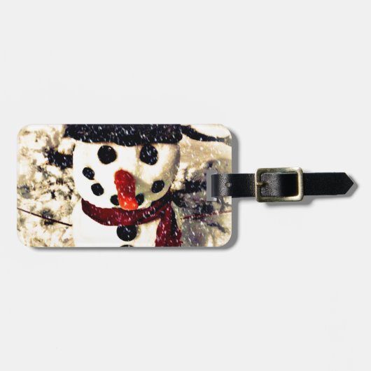 ホリデーレットイットスノーアパブル雪だるま ラゲッジタグ (正面横)