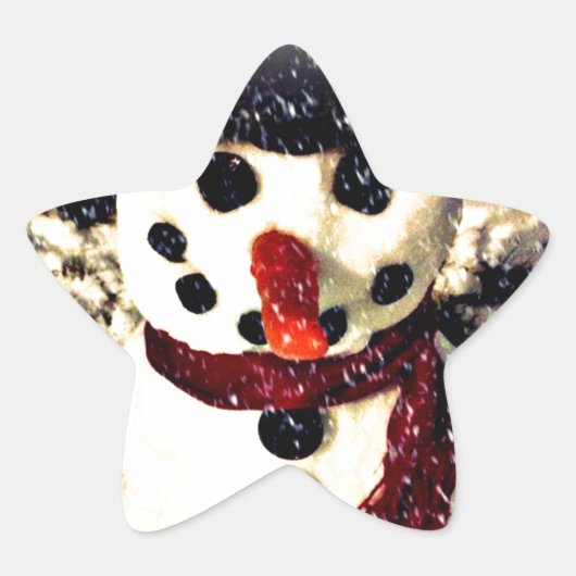 ホリデーレットイットスノーアパブル雪だるま 星シール (正面)