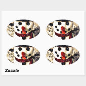 ホリデーレットイットスノーアパブル雪だるま 楕円形シール (シート)