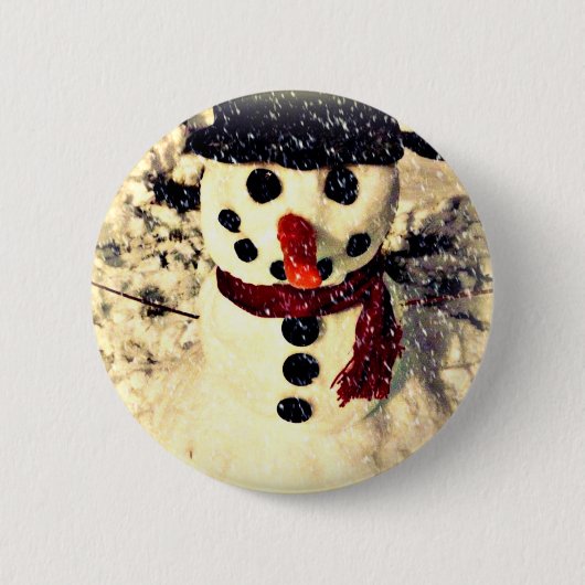 ホリデーレットイットスノーアパブル雪だるま 缶バッジ (正面)