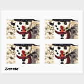 ホリデーレットイットスノーアパブル雪だるま 長方形シール (シート)