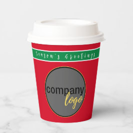 ホリデーレッドとグリーンのビジネスロゴ会社ブランド 紙コップ