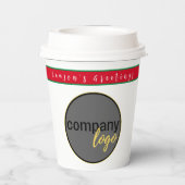 ホリデーレッドとグリーンのビジネスロゴ会社ブランド 紙コップ (裏面)
