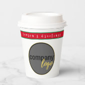 ホリデーレッドとグリーンのビジネスロゴ会社ブランド 紙コップ (正面)