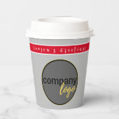 ホリデーレッドとシルバーグレービジネスロゴブランド 紙コップ (裏面)