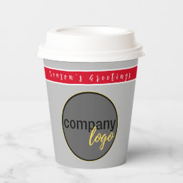 ホリデーレッドとシルバーグレービジネスロゴブランド 紙コップ