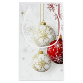 ホリデーレッドと金ゴールドオーナメント#1抱き枕 スモールペーパーバッグ (裏面)