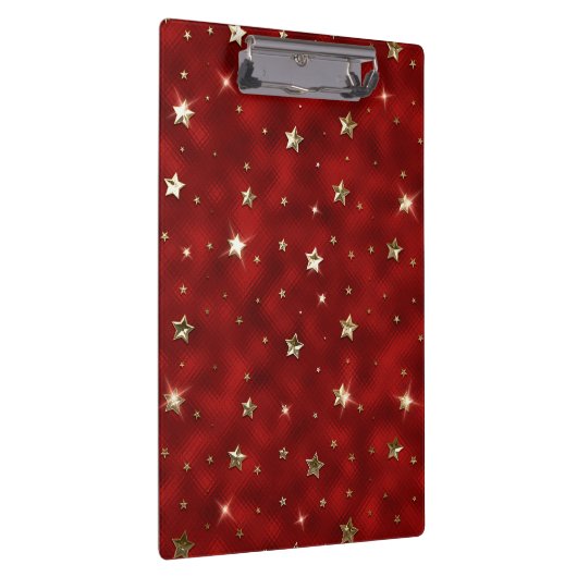 ホリデーレッドと金ゴールドフェイクメタルクリスマススターズ クリップボード (右)