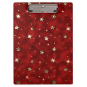 ホリデーレッドと金ゴールドフェイクメタルクリスマススターズ クリップボード (正面)