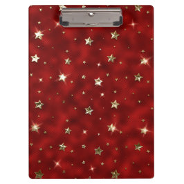 ホリデーレッドと金ゴールドフェイクメタルクリスマススターズ クリップボード