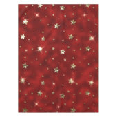 ホリデーレッドと金ゴールドフェイクメタルクリスマススターズ テーブルクロス (正面)