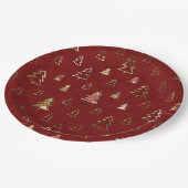 ホリデーレッドと金ゴールドフェイクメタルクリスマスツリー ペーパープレート (アングル)