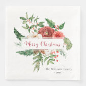 ホリデーレッドウォーターカラーボタニカルメリークリスマス (正面)