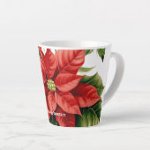 ホリデーレッドクリスマスポインセチアパーソナライズされた カフェラテマグ (右アングル)