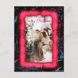 ホリデーレッドグリッター額写真撮影メリークリスマス ポストカード