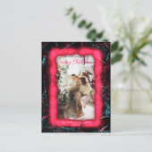 ホリデーレッドグリッター額写真撮影メリークリスマス ポストカード (スタンド正面)