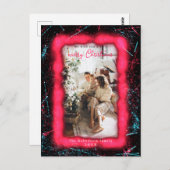ホリデーレッドグリッター額写真撮影メリークリスマス ポストカード (正面/裏面)