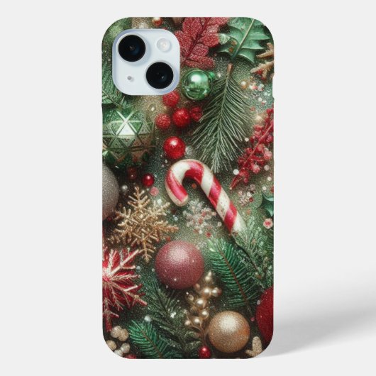 ホリデーレッドグリーン金ゴールドシルバーオーナメント Case-Mate iPhoneケース (裏面)