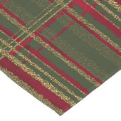 ホリデーレッドグリーン&金ゴールドグリッタークリスマスタータンチェック ショートテーブルランナー (コーナー)