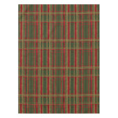 ホリデーレッドグリーン&金ゴールドグリッタークリスマスタータンチェック テーブルクロス (正面)