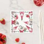 ホリデーレッドグレー格言クリスマスパーティー水彩 スタンダードカクテルナプキン (インサイチュ)