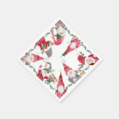 ホリデーレッドグレー格言クリスマスパーティー水彩 スタンダードカクテルナプキン (角)