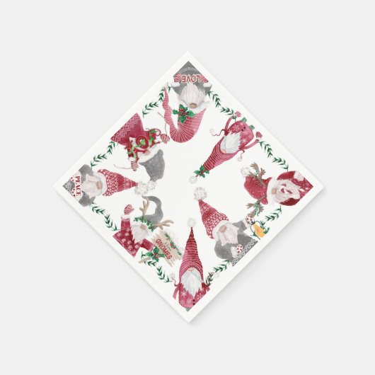 ホリデーレッドグレー格言クリスマスパーティー水彩 スタンダードカクテルナプキン (角)