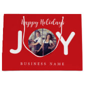 ホリデーレッドジョイ写真ビジネス紙ショッピングバッグ ラージペーパーバッグ (正面)