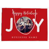 ホリデーレッドジョイ写真ビジネス紙ショッピングバッグ ラージペーパーバッグ (裏面)