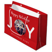 ホリデーレッドジョイ写真ビジネス紙ショッピングバッグ ラージペーパーバッグ (正面アングル)
