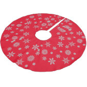 ホリデーレッドスノーフレーククリスタルクリスマスデコール ブラッシュドポリエステルツリースカート (アングル)