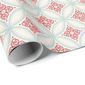 ホリデーレッドターコイズモロッコサークルパターン ラッピングペーパー (ロールコーナー)