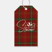 ホリデーレッドタータンチェッククリスマスプレド ギフトタグ (正面)