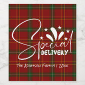 ホリデーレッドタータンチェッククリスマスプレド ワインラベル (シングルラベル)