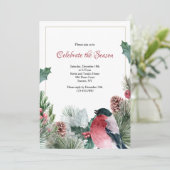 ホリデーレッドチェストバード招待状 招待状 (スタンド正面)