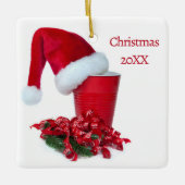 ホリデーレッドパーティーカップ セラミックオーナメント (正面)
