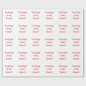 ホリデーレッドフォントグリーティングズオブザシーズン ラッピングペーパー (フラット)