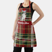 ホリデーレッドプレイドボストンテリアードドッグクリスマス エプロン (インサイチュ)