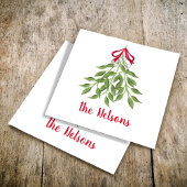 ホリデーレッドベリーボタニカルグリーナリークリスマス スタンダードカクテルナプキン