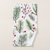 ホリデーレッドベリー&パインデザイン バスタオルセット (ハンドタオル)