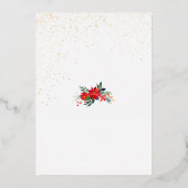 ホリデーレッドポインセチア金ゴールド結婚フレーム 箔招待状 (裏面)