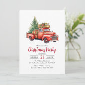 ホリデーレッドヴィンテージトラッククリスマスパーティー 招待状 (スタンド正面)