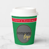 ホリデーレッド&グリーンビジネスロゴブランドカスタム 紙コップ (正面)