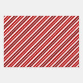 ホリデーレッド、ホワイトおよびグリーンクリスマスストライプの各イベント ラッピングペーパーシート (正面2)