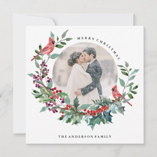 ホリデーロビンリースフォトカード シーズンカード (正面)