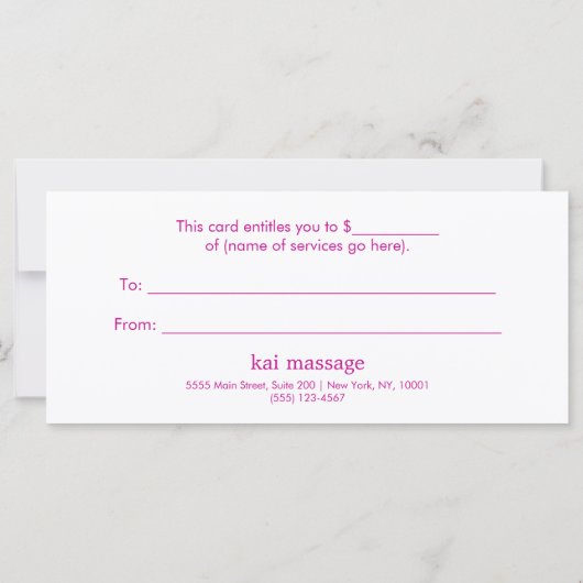 ホリデーロータスフローラスパギフト証明書 (裏面)