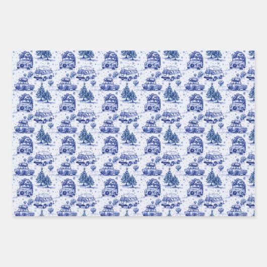 ホリデーロードトリップクリスマスラッピング | 3色 ラッピングペーパーシート (正面)