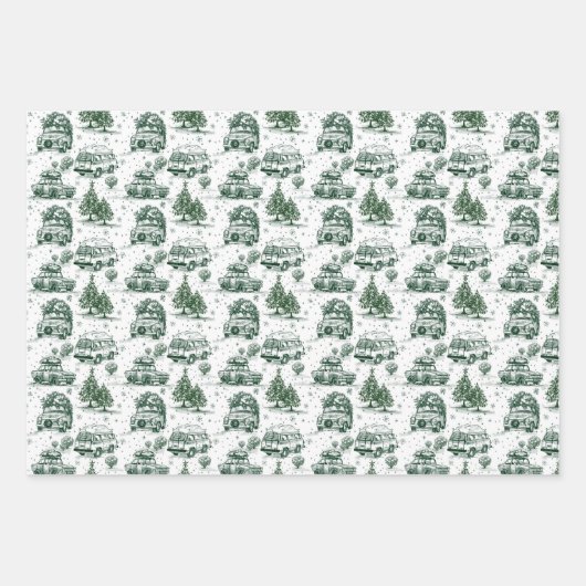 ホリデーロードトリップクリスマス抱き枕 |緑 ラッピングペーパーシート (正面3)