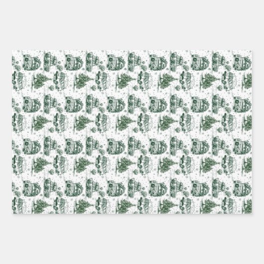 ホリデーロードトリップクリスマス抱き枕 |緑 ラッピングペーパーシート (正面)